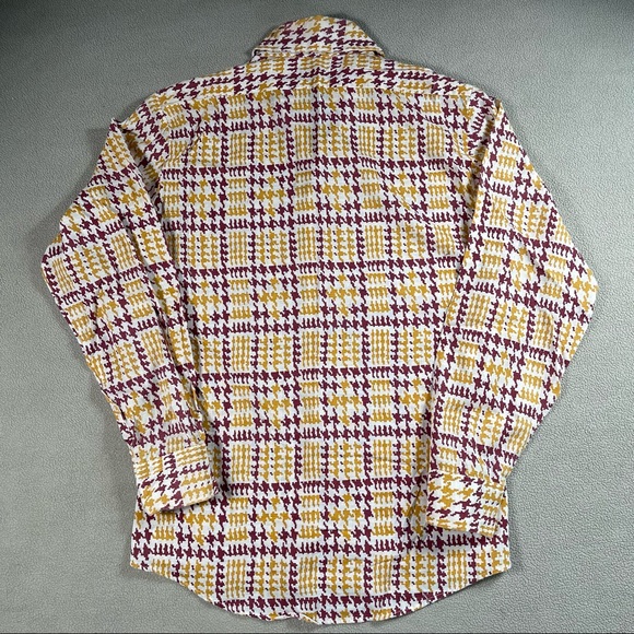 Towncraft by JCpenny 📌 VINTAGE size small maroon & gold houndstooth button down - Picture 4 of 5